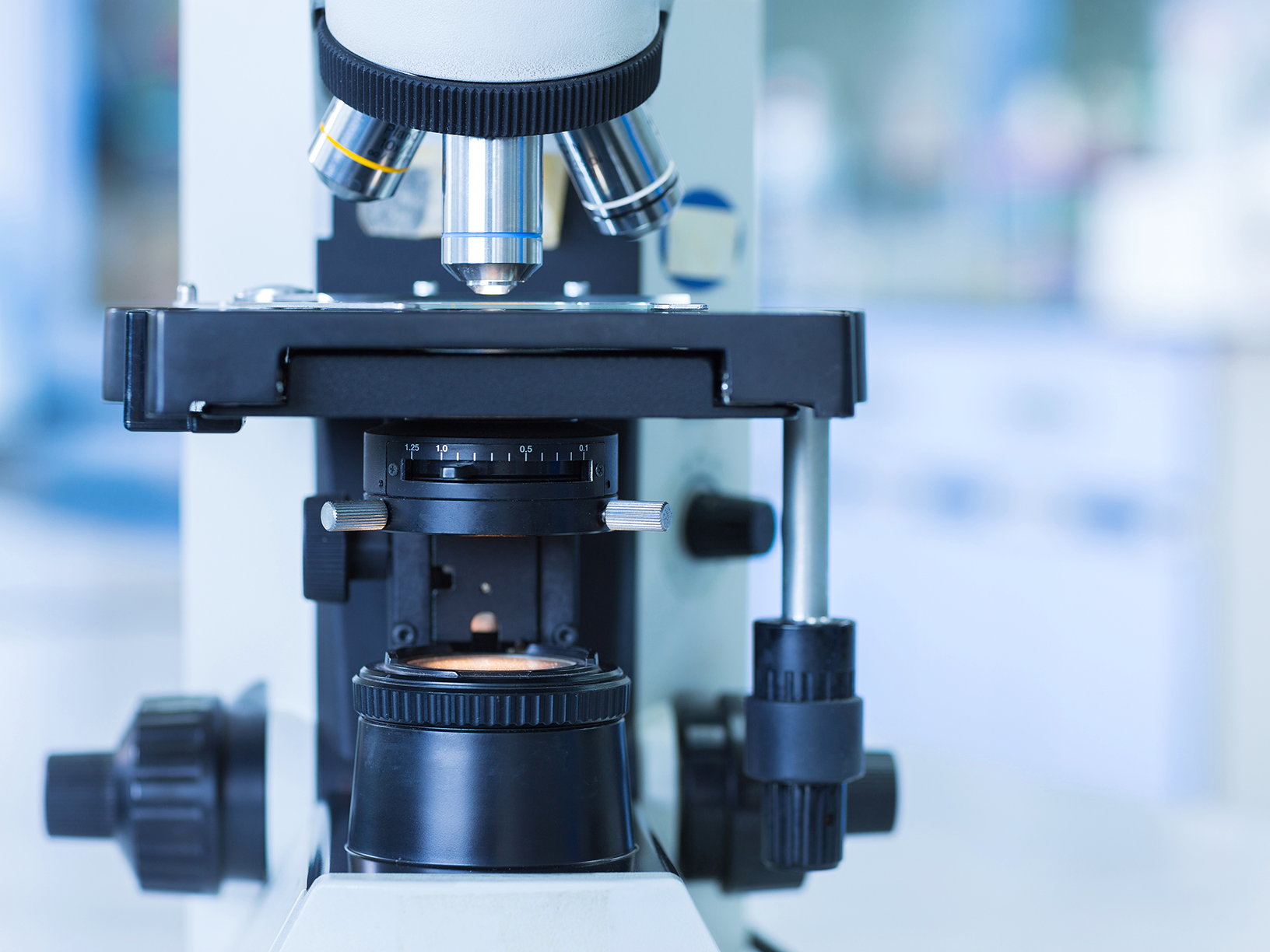 Laboratory microscope used in basic materials research