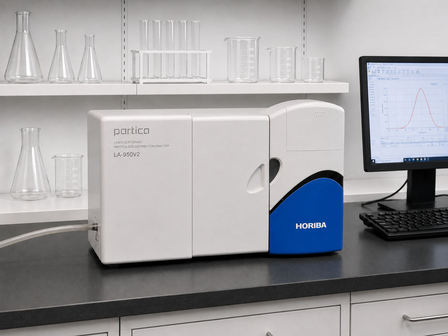 HORIBA laser diffraction particle size analyzer installed in Lorad's laboratory
